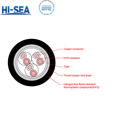 CHE85/SC XLPE Insulation Low Smoke Halogen Free Flame Retardant Armor Type Marine Communication Cable